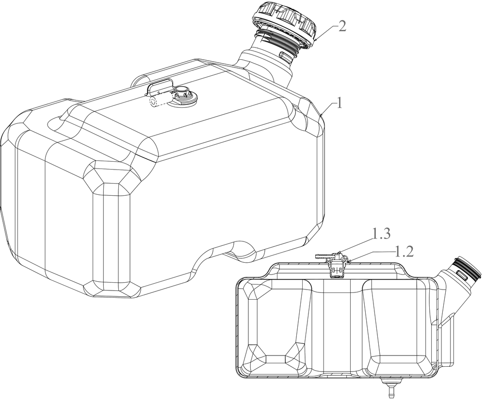 Fuel Tank Diagram and Parts List for XT2-LX42KW (13AGA1TEA10)(2021) Cub Cadet Lawn Tractor